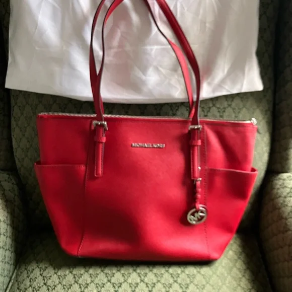 Michael Kors Red Tote Bag - Picture 10 of 11